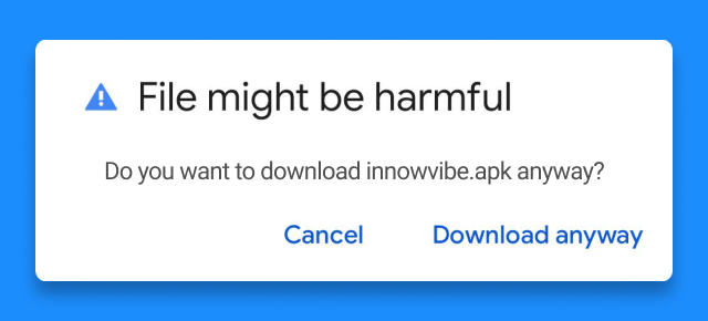 Tap 'Download anyway' to continue